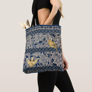 Tote Bag Canaries : Le design de la Chinoiserie bleue