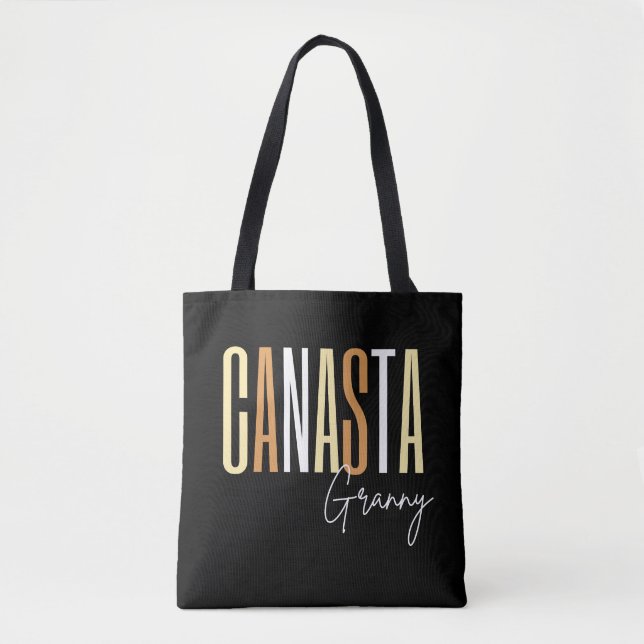 Tote Bag Canasta granny en lettres marron (Devant)