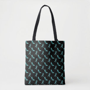Tote Bag Cancer de l'ovaire Turquoise de sensibilisation Ru