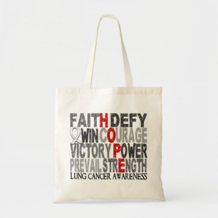 Tote Bag Cancer de poumon de collage de mot d'espoir