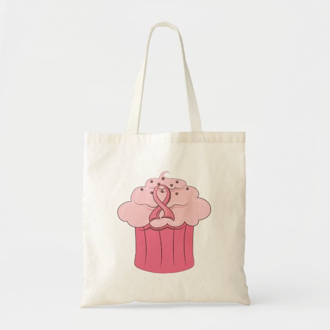 Tote Bag Cancer du sein rose de petit gâteau de ruban (Devant)