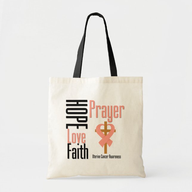Tote Bag Cancer utérin espoir amour foi prière Croix (Devant)