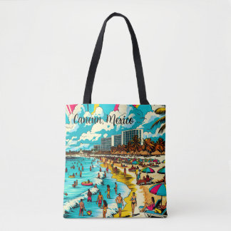 Tote Bag Cancun personnalisé, Mexique avec une Vibe pop art