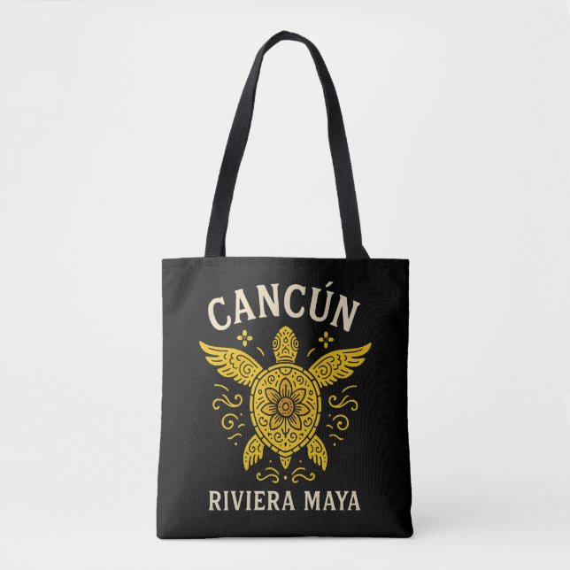 Tote Bag Cancun & Riviera Maya Vacances Tropicales Rétro Ty (Devant)