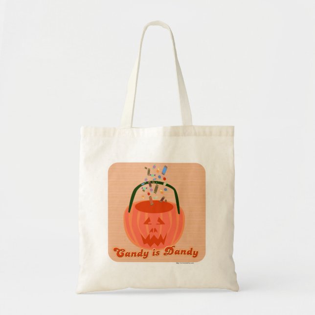 Tote Bag Candy est Dandy Éffrayant Halloween Cartoon Slogan (Devant)