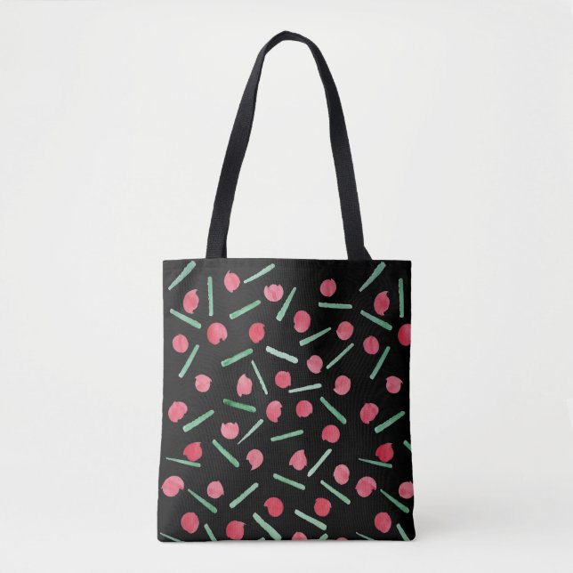 Tote Bag Cane à sucre de Noël aquarelle (Devant)