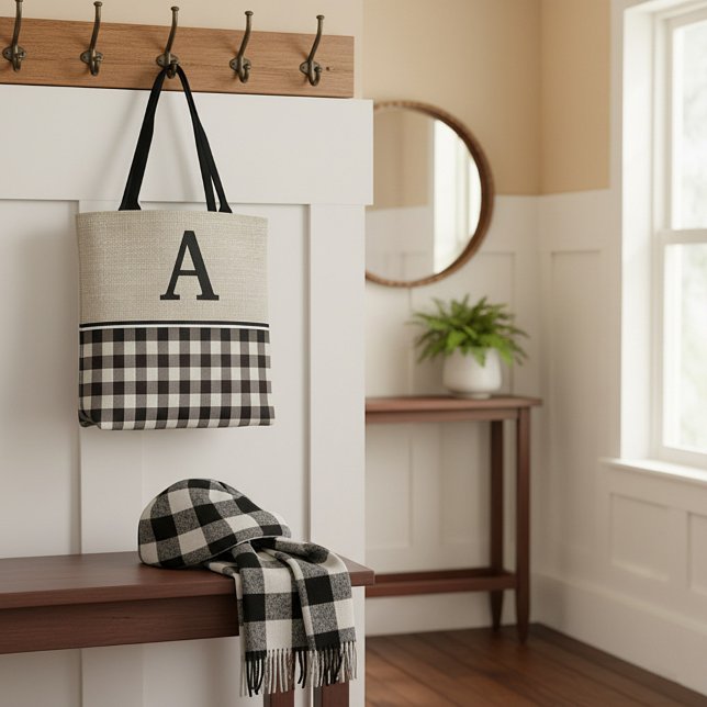 Tote Bag canevas à carreaux monogramme (Créateur téléchargé)