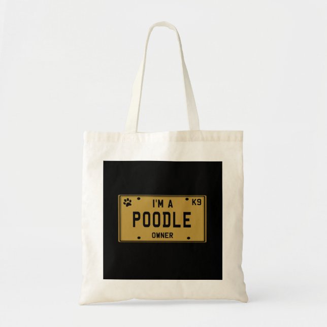 Tote Bag Caniche avec la silhouette de drapeau américain (Devant)