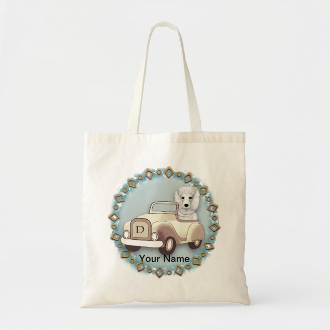 Tote Bag Caniche Blanc au Volant  (Devant)