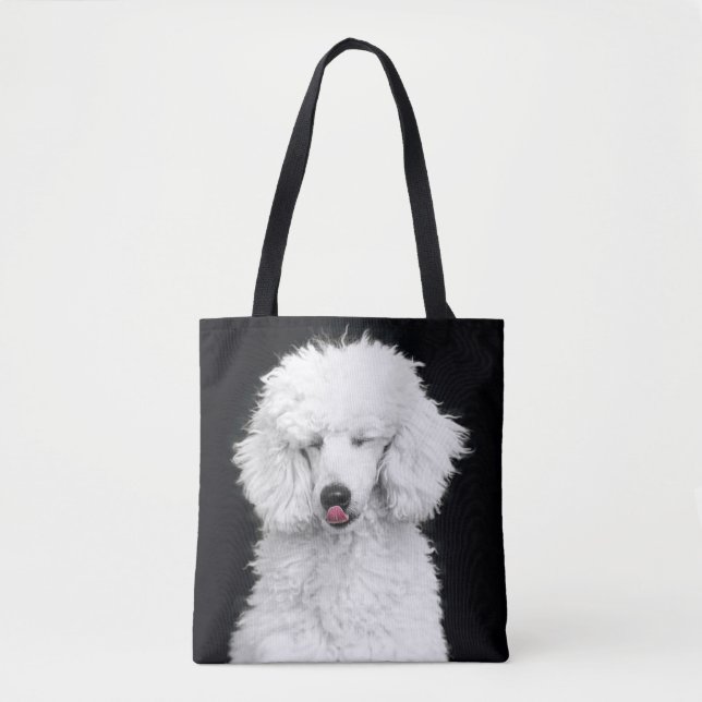 Tote Bag Caniche blanc idiot (Devant)