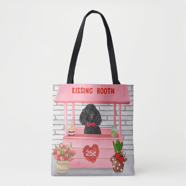 Tote Bag caniche Chien Valentine's Day Kissing Booth (Devant)