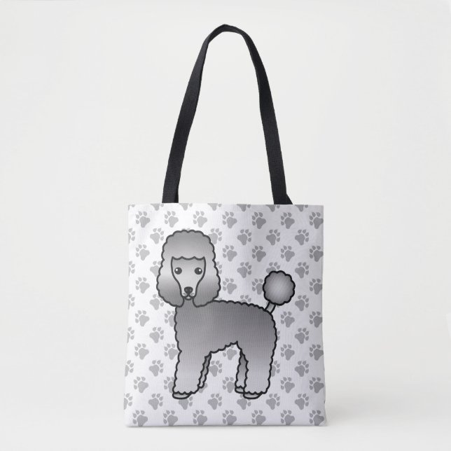 Tote Bag Caniche jouet gris Chien de dessin animé mignon (Devant)
