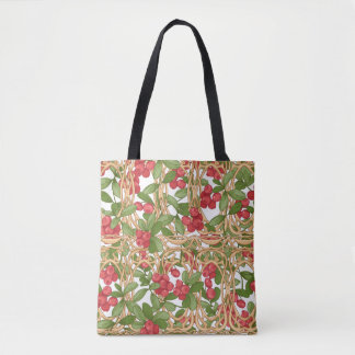 Tote Bag Canneberge motif transparente dans un panier en os