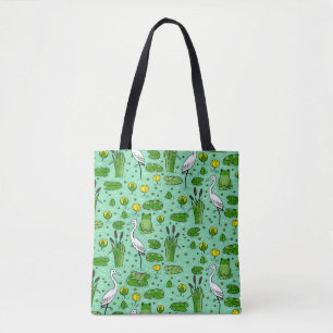 Tote Bag Cannes, hérons, lis : essaim vintage.