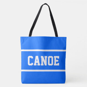 Tote Bag CANOE Athlétique Bandes de Texte Blanches sur Bleu