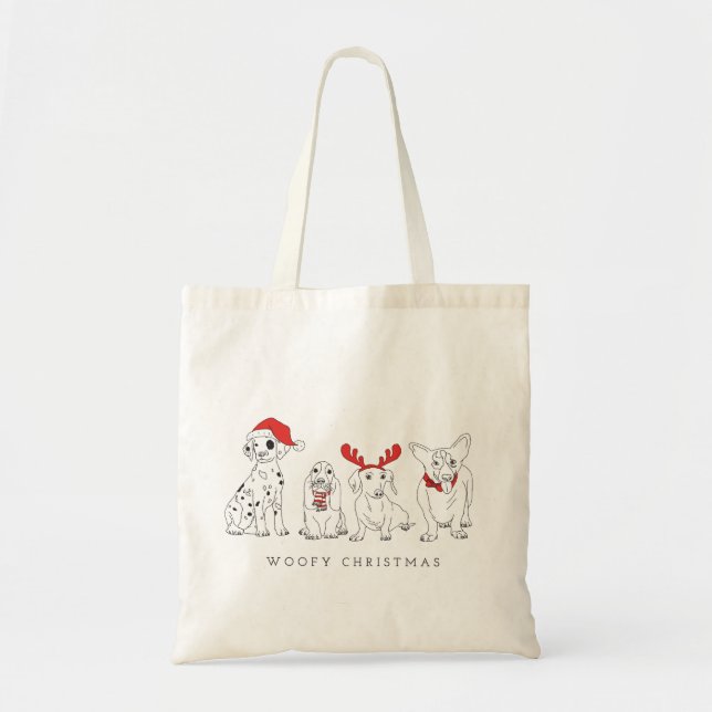 Tote Bag Canons de Noël Chiens de Père Noël Chiens de Noël (Devant)
