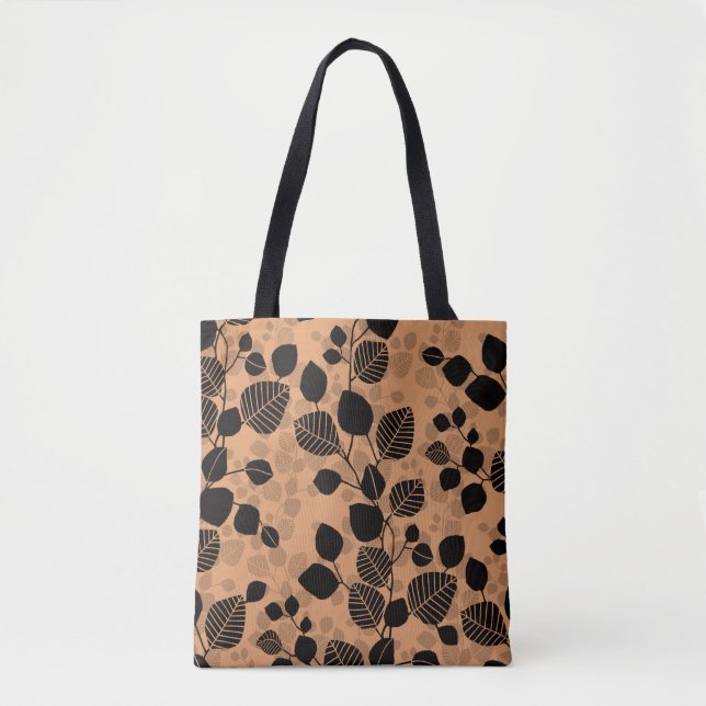 Tote Bag Canopée de feuillage emmêlé - feuilles noires sur  (Devant)