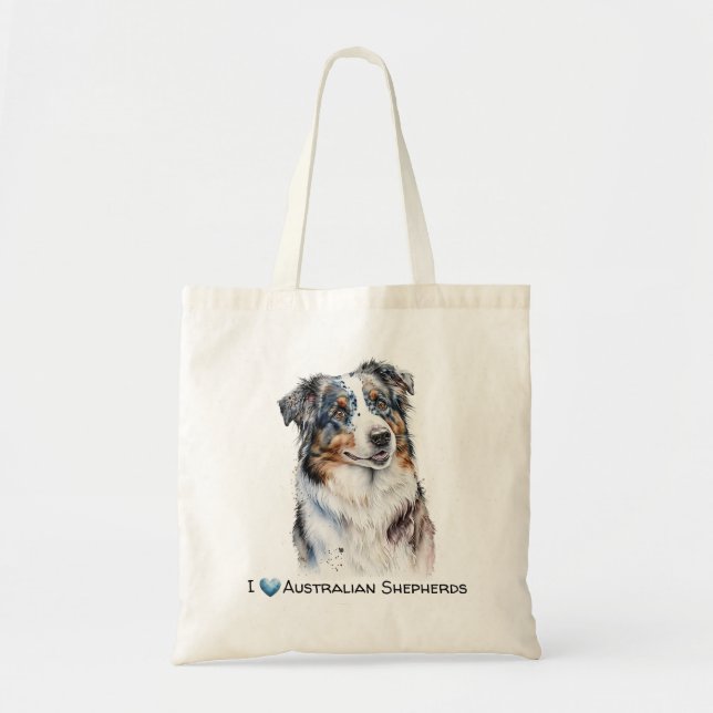 Tote Bag Canvas de berger australien personnalisable fourre (Devant)