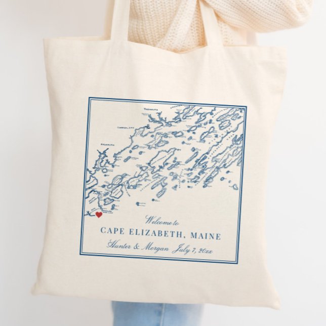 Tote Bag Cape Elizabeth Maine Destination Mariage Bienvenue (This Cape Elizabeth, Maine wedding welcome tote bag is perfect for your Sea View Inn wedding)