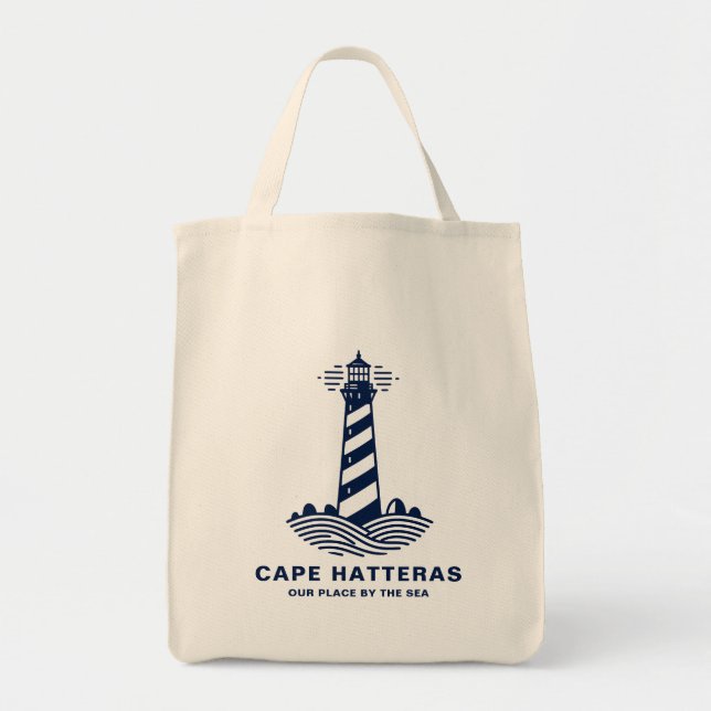 Tote Bag Cape Hatteras Lighthouse – Nautical Blue & White (Devant)