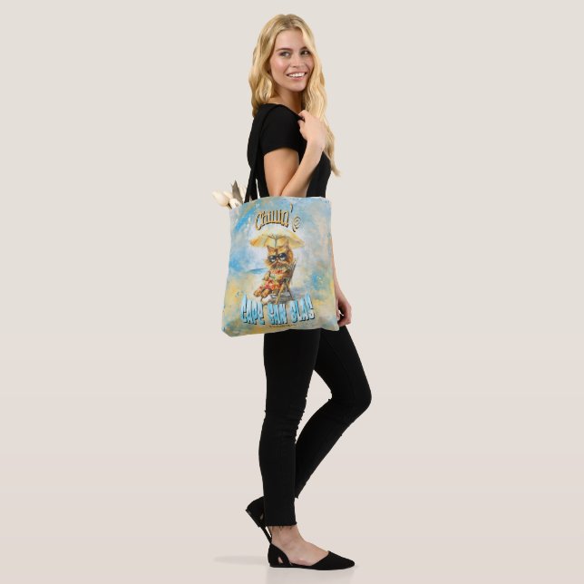 Tote Bag Cape San Blas Florida Beach Lounge Cat (Sur le modèle)