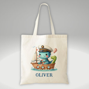 Tote Bag Capitaine de bateau dinosaure Trex mignon