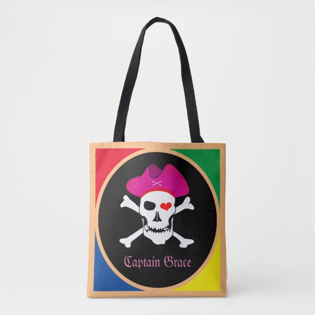 Tote Bag Capitaine "Grace" & Pirates - Île aux trésors/Fill (Devant)