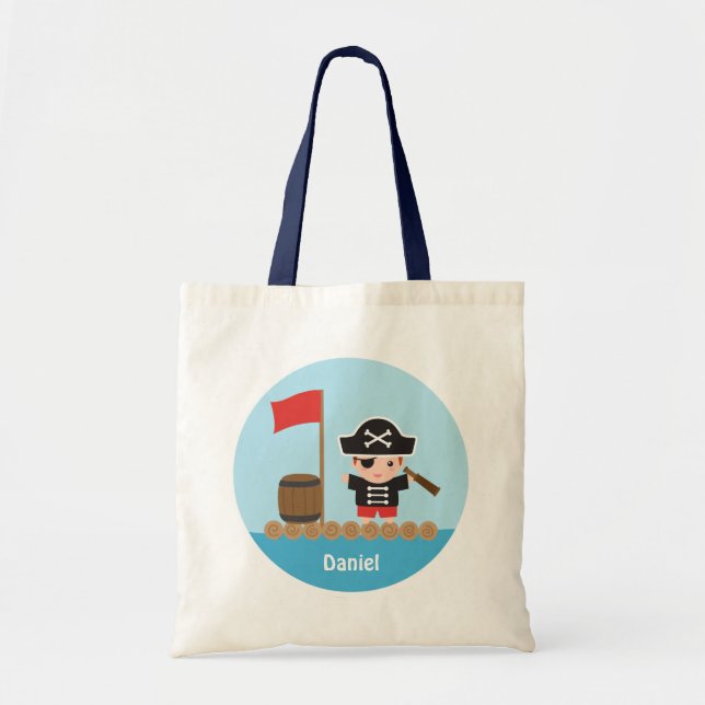 Tote Bag Capitaine mignon Ocean Raft For Boys de pirate (Devant)