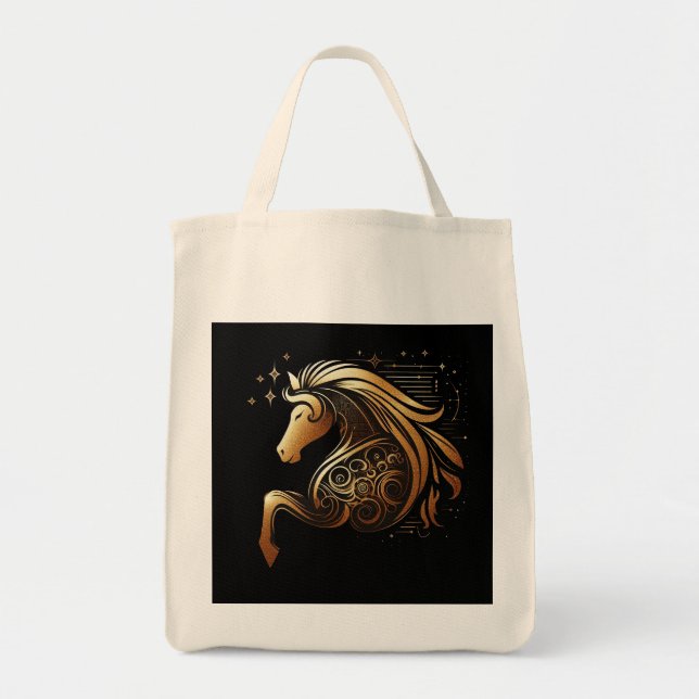 Tote Bag Capricorne Zodiaque Cheval Or Astrologie (Devant)