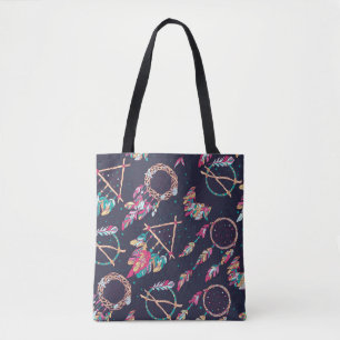 Tote Bag Capteurs de rêve : motif vintage sans soudure.