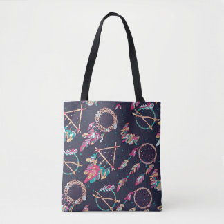 Tote Bag Capteurs de rêve : motif vintage sans soudure.