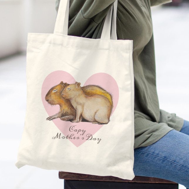 Tote Bag Capy Fête des Mères Cute Capybara Baby & Maman Per (Créateur téléchargé)