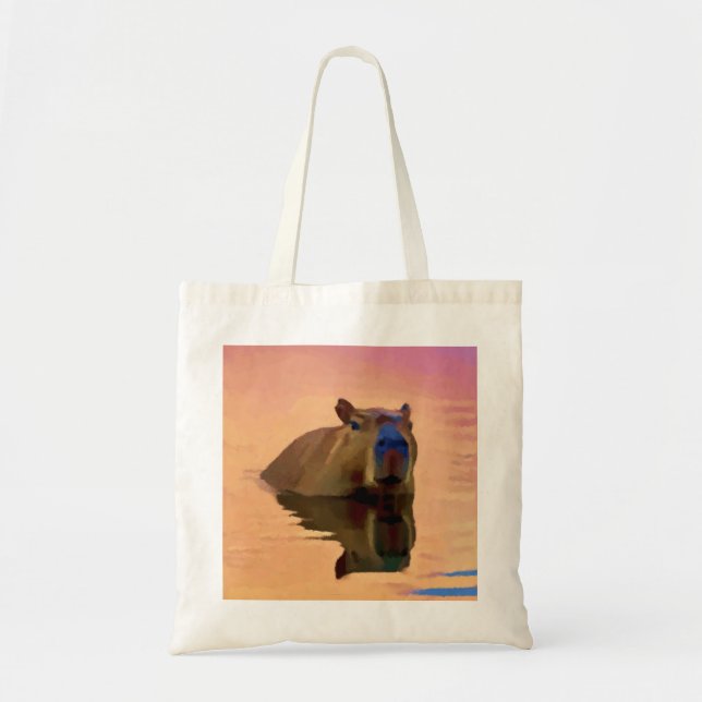 Tote Bag Capybara Émergée d'un lac paisible (Devant)