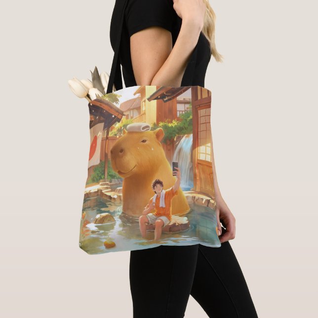 Tote Bag Capybara géante - Illustration de source chaude (De près)