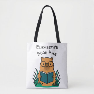 Tote Bag Capybara lisant un livre