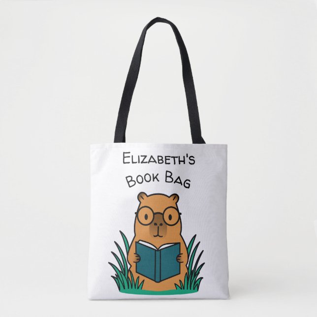 Tote Bag Capybara lisant un livre (Devant)