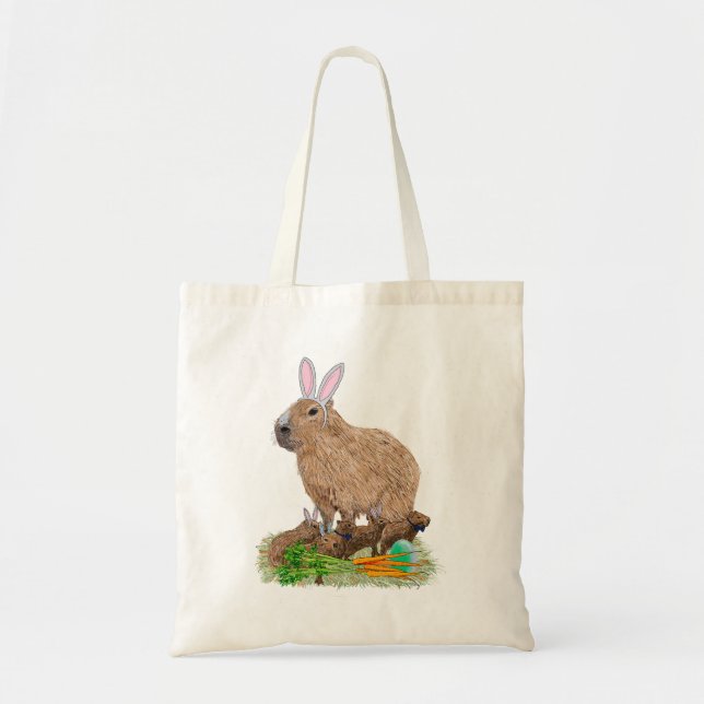 Tote Bag Capybara Pâques mignonne Lapin Drôle (Devant)