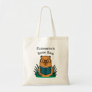 Tote Bag Capybara Reading Book