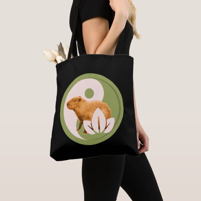 Tote Bag Capybara Zen Yin Yang Nature Paisible (De près)