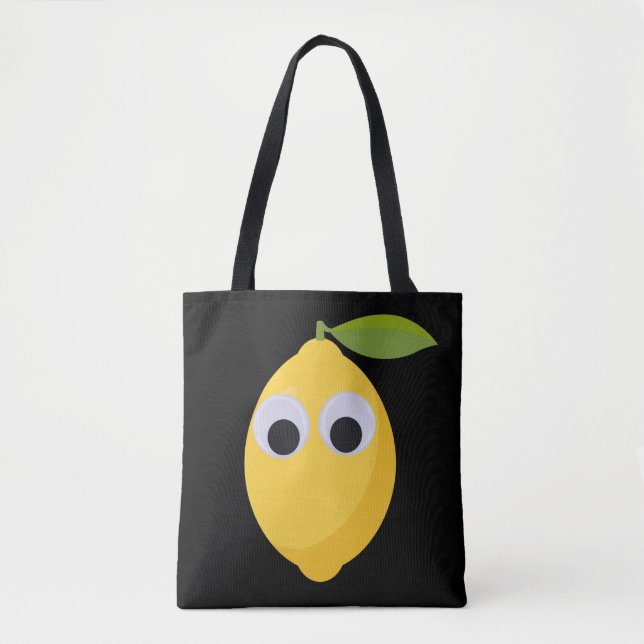 Tote Bag Caractère citron mignon avec yeux googly (Devant)