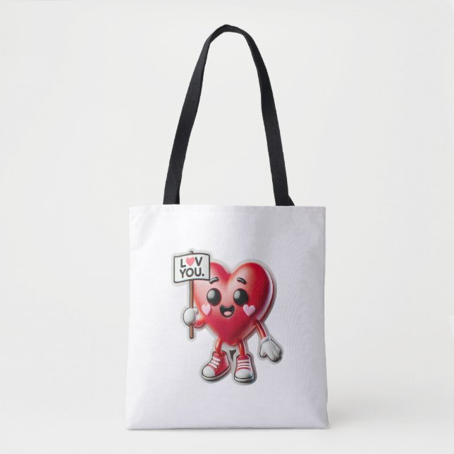 Tote Bag Caractère Coeur mignon Qui Vous Aime (Devant)