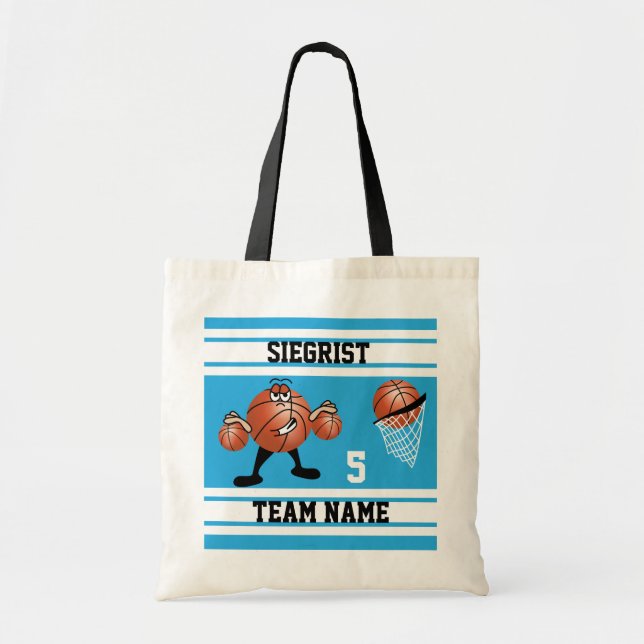 Tote Bag Caractère de basket-ball en caricature sportive |  (Devant)
