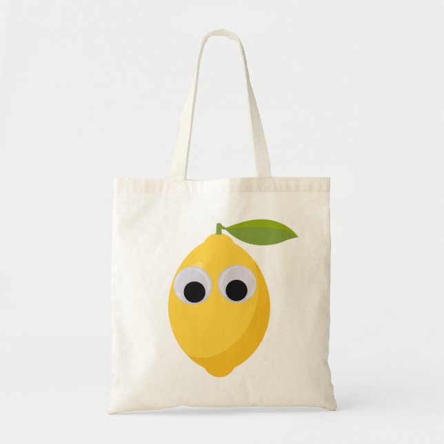 Tote Bag Caractère de citron, fruit doux aux yeux de googne (Devant)