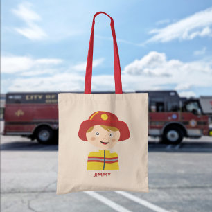 Tote Bag Caractère de dessin du pompier pompier mignon