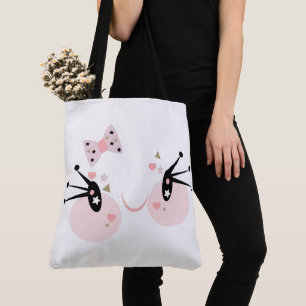 Tote Bag Caractère fille mignonne rose visage souriant