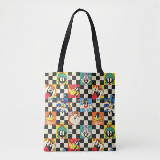 Tote Bag Caractères LOONEY TUNES™ sur Checker noir et blanc