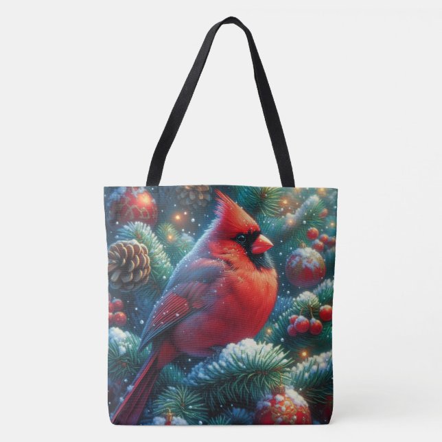 Tote Bag Cardinal de Noël/hiver (Devant)