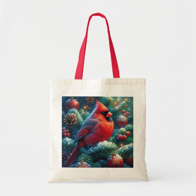 Tote Bag Cardinal de Noël/hiver (Devant)