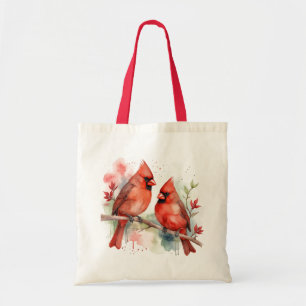 Tote Bag Cardinal rouge de Noël Oiseaux Art de fêtes
