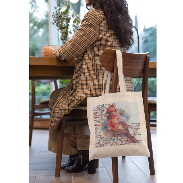 Tote Bag Cardinal sur Virginia Road Map (Créateur téléchargé)